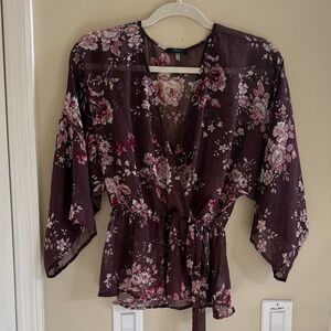 Soprano Burgundy Floral Top